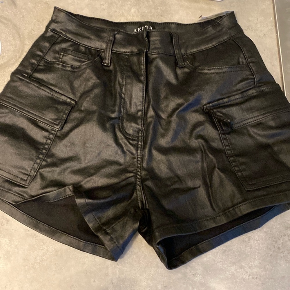 Akira faux leather cargo shorts